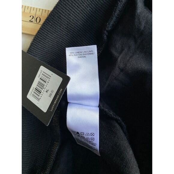 NWT Lucky Brand Black Linen Blend Utility Drawstring Pull-Up Pants Sz XL - Picture 9 of 10